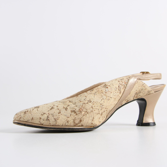 Stuart Weitzman Cork Slingback Pumps with 2" Heels - Picture 3 of 5